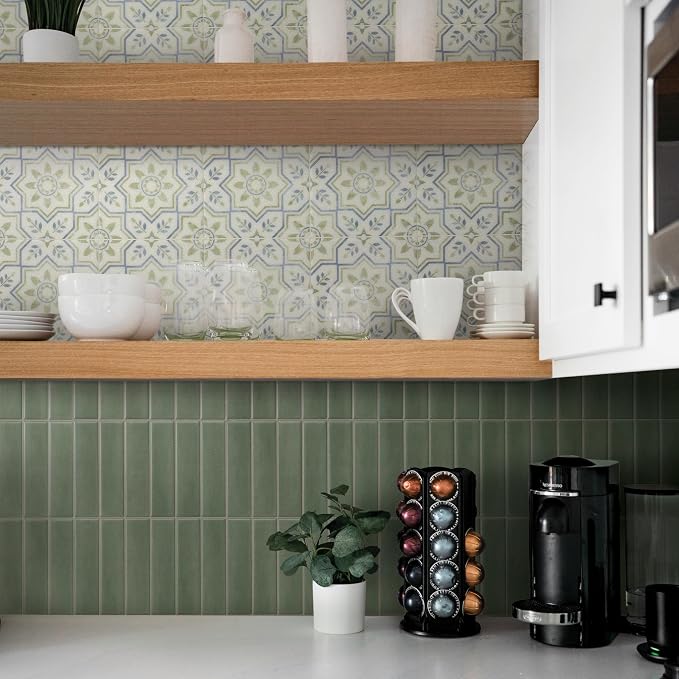 Smart Tiles Peel and Stick backsplash, Stacked Olive Green, 11.43"x9" | Pack of 5 (3.5 sq ft), Matte, Heat/Moisture Resistant, Low VOC, Kitchen/Bathroom, Renter Friendly, Made in Canada - Image 9