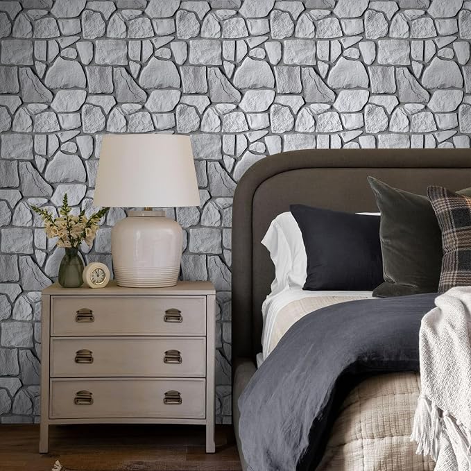 COMSTICKC 3D Faux Stone Wall Panels Peel and Stick, 10 Pcs 11.8" x 11.8" | Gray, Not Real Stone Wallpaper, Fake Stone Decorative Tiles Wall Covering for Quick DIY Wall Upgrades, Cover 9.7 sq ft - Image 7