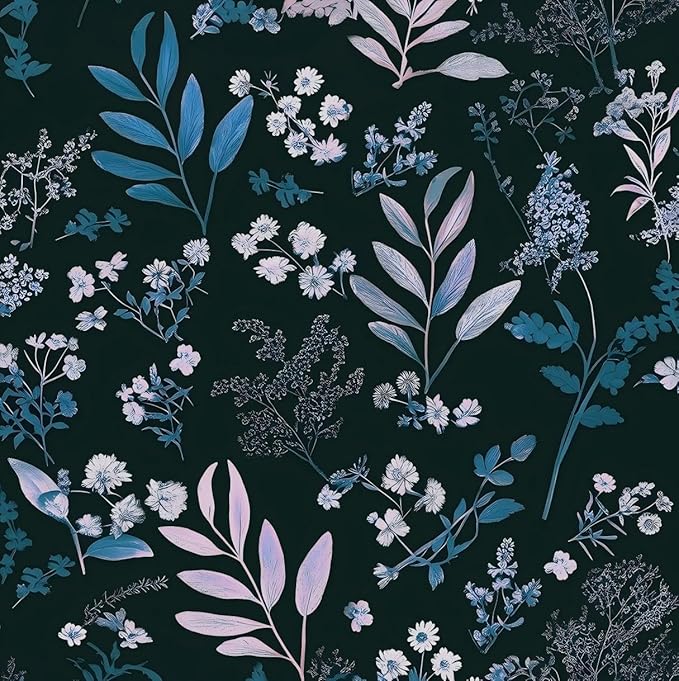 Laatse Vintage Floral Peel and Stick Wallpaper 17.5'' x 393'', Blue Pink | Self Adhesive/Removable/Waterproof/Thick Vinyl Contact Paper for Bathroom Bedroom Shelf Cabinet Drawer,Prepasted,Easy Peel by Laatse