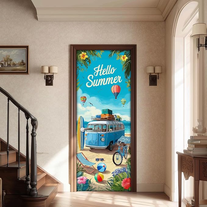 HOMETITUTE Tropical Ocean Wave Beach Sailboat Peel Stick 30.3x78.7 PVC | Wall Cover Poster Decals Removable Wallpaper Self Adhesive Livingroom Bedroom - Seaside view - Image 2