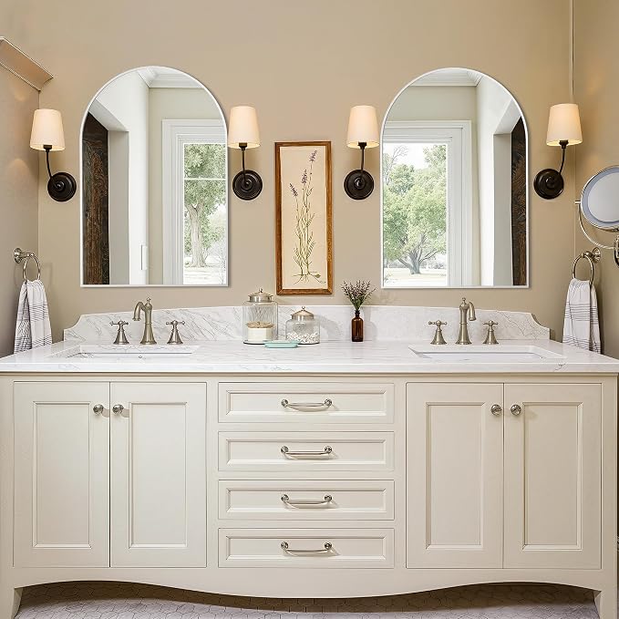Arched Bathroom Vanity Mirror for Over Sink, 30”x20”, Silver - Image 5