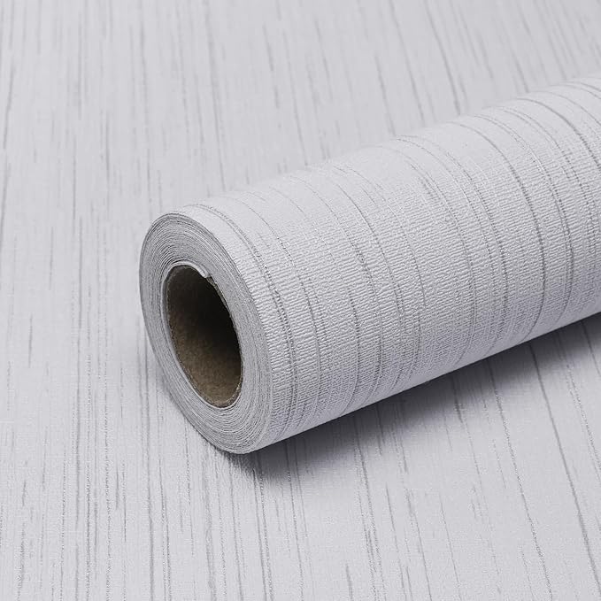 White Grasscloth Peel and Stick Wallpaper Vintage Texture Removable Waterproof Wallpaper for Room Walls, Cabinets, Furniture, Drawers, Desk A Set of 15.7"x480" by Qianglive
