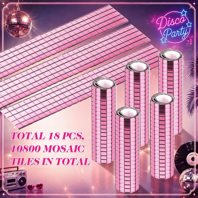 10800 Pieces Pink Disco Mirror Tile Self-Adhesive Mirrors Mosaic Tile - Image 5
