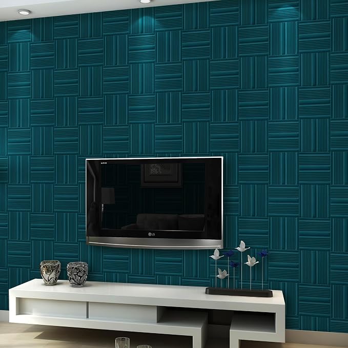 Velvet 3d wall panels for Interior wall Decor peel and stick, Soundproof Geometric Textured 3d Wall Panels for Living Room, Bedroom, TV Background 17.7" x 17.7", Covers 26.15 Sq.Ft 12pcs Teal - Image 2