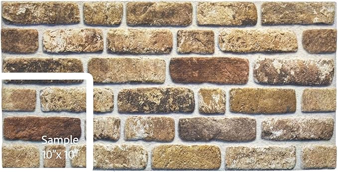 Dundee Deco 3D Wall Panels Faux Brick - Cladding Light Brown Stone Look Wall Paneling, Styrofoam, Sample, Size 10 x 10 in. by DundeeDeco