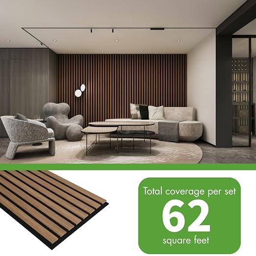 Art3d 8-Pack 12" x 93" Soundproof Wood Slat Panels, 62 sq.ft Acoustic Wall Panels, 3D Wall Panels with Wood Slat Design, Decorative Wood Wall Panel for Accent Walls-Deep Walnut - Image 4