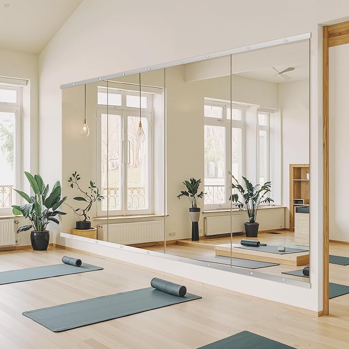 Home Gym Mirror for Wall, 70x24x2PCS Frameless Full Length Mirror, Silver - Image 5