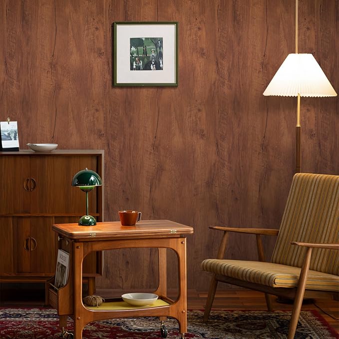 Wood Grain Contact Paper Peel and Stick Wallpaper for Cabinets Furniture | 17.7"x393" Brown Self-Adhesive Removable Vinyl Film Decor for Countertops Drawers Shelf Liner Home Furniture Renovation - Image 8