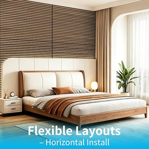 Art3d 47 x 23.6 Inch Acoustic Wood Slat Wall Panel, 4-Pack, Deep Walnut | Lightweight, Noise Reduction, Crack Resistant, Sustainable, Easy Installation, for Office, Living Room, Bedroom Wall Decor - Image 4