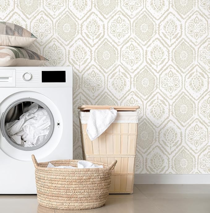 HeloHo Peel and Stick Wallpaper Boho Contact Paper Beige Modern Wall Paper Removable Self Adhesive Geometric Wallpapers for Bedroom Bathroom Cabinet Vinyl Rolls 78.7 "x17.3 - Image 3