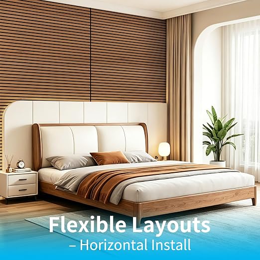 Art3d 47 x 23.6 Inch Acoustic Wood Slat Design Wall Panels, 4-Pack, Walnut | Lightweight, Noise Reduction, Crack Resistant, Sustainable, Easy Installation, for Office, Living Room, Bedroom Wall Decor - Image 4