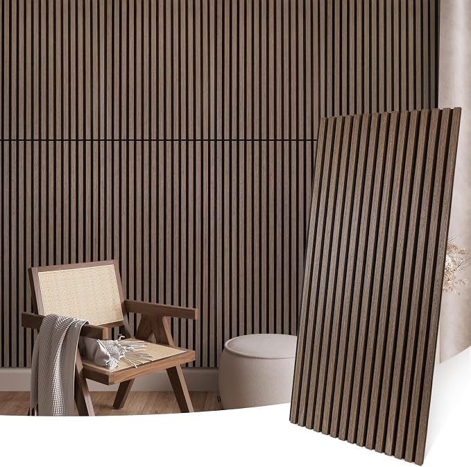 Wood Panels for Wall Acoustic Slat Wall Panels 2-Piece 47.2"×23.6" 3D Fluted Sound Absorbing Panel for Interior Wall Decor and Ceiling - Walnut by Laceskyso