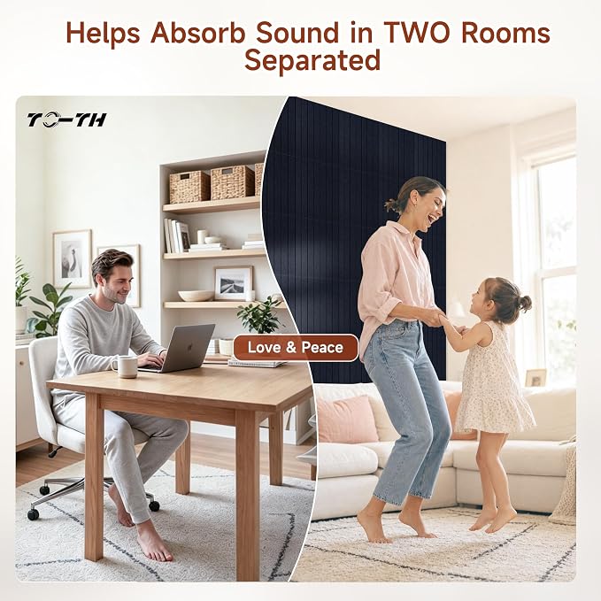 TO-TH Soundproof Wall Panels Self-Adhesive Acoustic Panel 12Pack, Navy Blue | 100% Polyester Fiber, Peel and Stick Wall Panels, 11.8"×15.7"×0.35", Reduce Echo, Interior Wall Decor for Studio, Home Garage - Image 5