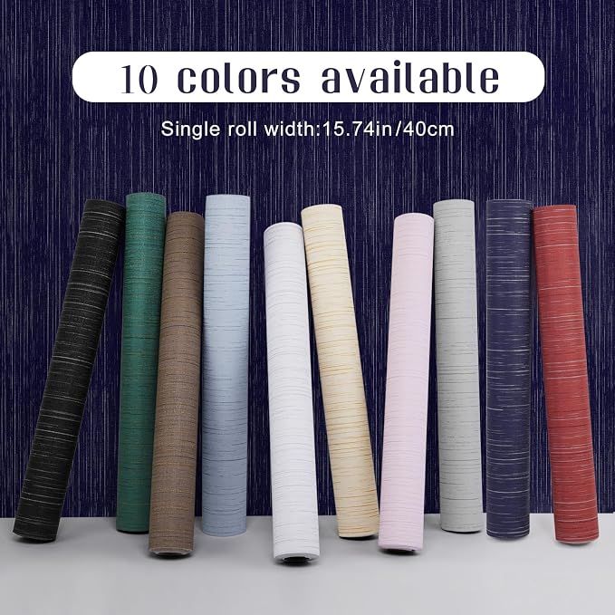 Navy Blue Grasscloth Peel and Stick Wallpaper Texture Contact Paper 23.6"x480" Vintage Wallpaper Removable Waterproof Wall Paper for Room Walls Cabinets Furniture Drawers Desk - Image 2