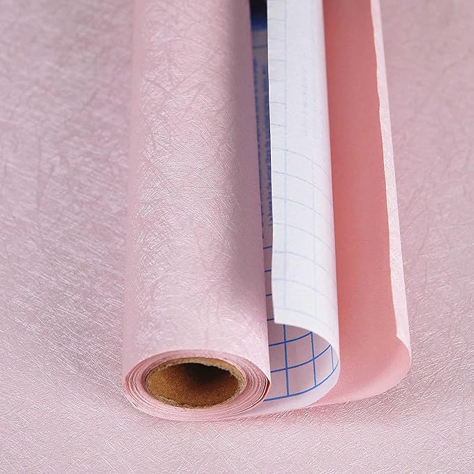 Pink Wallpaper Embossed Silk Self Adhesive Peel and Stick Contact Paper | 15.7" X 393.7" Removable Waterproof Bathroom Home Decorative Vinyl Wrap Film Cabinet Furniture Countertop Shelf Paper - Image 2