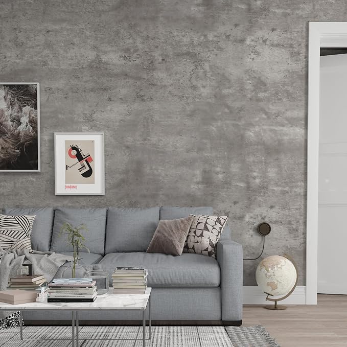 3yecao 48"×79" Long Wide Thick Grey Concrete Wallpaper Peel and Stick Waterproof Light Gray Concrete Contact Paper Vinyl Textured Matte Industrial Cement Wall Stickers for Countertops Kitchen Island - Image 5
