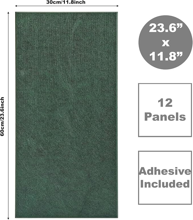 Acoustic Panels 12-Pack Soundproof Wall Panels 24"X12"X0.35" Sound Panels High Density Sound Dampening Panels - Aurora Green - Image 2