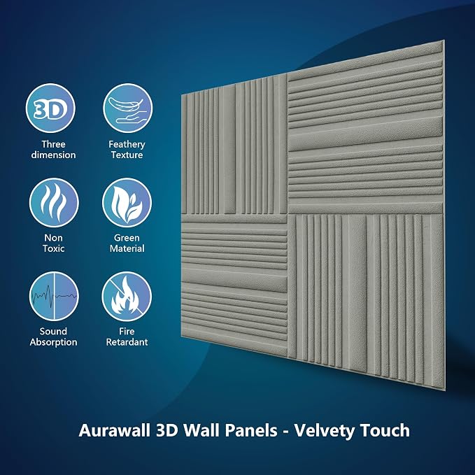 Velvet 3d wall panels for Interior wall Decor peel and stick, Soundproof Geometric Textured 3d Wall Panels for Living Room, Bedroom, TV Background 17.7" x 17.7", Covers 26.15 Sq.Ft 12pcs Grey - Image 5