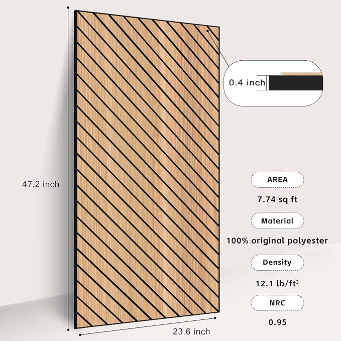WoveN SounD Acoustic Wall Panels, Natural Oak, 10 Pack, 47.2x23.6 in | Self-Adhesive, Peel and Stick, NRC 0.95, Premium Sound, Echo Proof, Slat Decor, Studio, Home, Office, Media Room - Image 3