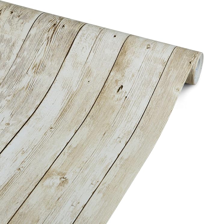 Shiplap Peel and Stick Wallpaper Contact Paper for Bulletin Board Classroom | 17.7"x 216" Washed Wood Panel Film Self-Adhesive Removable Farmhouse Decor for Cabinets Desk Classroom Bulletin Board Wall by Abyssaly