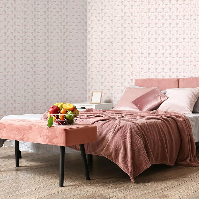 Drydiet Pink Bow Wallpaper Peel and Stick Contact Paper 23.6 x 118.1 | Self Adhesive, Pink Bow Coquette Design, Easy Apply Remove, Wall Sticker for Home Locker Dorm Classroom Living Room Decor - Image 5