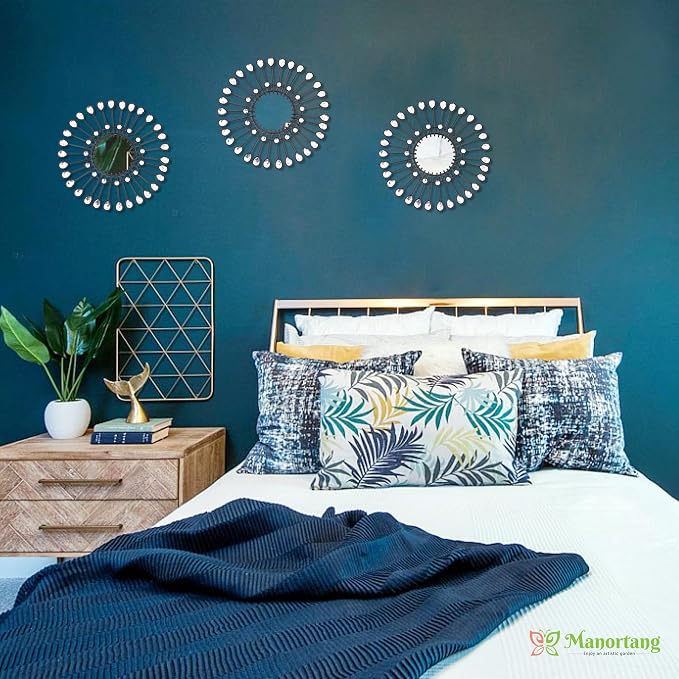 Black Mirrors 3 Piece,Sunburst Mirror Hanging Wall Decor,9inch indoor Adorn - Image 6