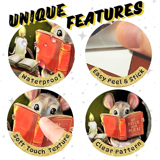 Mouse Reading Book Wall Sticker Decal – Kids Room, Classroom, Home Decor, Bookcase, Book Lover Gift, Children's Bedroom, Nursery, Cute Mouse, MICESTERPIECE - Image 5