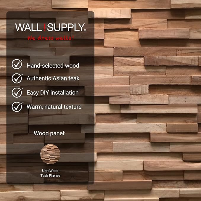 Wall!Supply 3D Wall Panels – Reclaimed Modern Asian Teak Wood – Home Decor Wallpaper Alternative for Living Room, Bedroom & Office – Easy DIY Installation – 10 Pack, Covers 9.6 Sq Ft | Real Reclaimed Asian Teak, Wallpaper Alternative, Easy DIY Installa... - Image 4