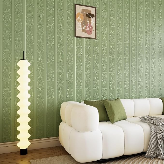 JiffDiff Green 3D Embossed Textured Peel Stick Wallpaper 17.3"x800" | Removable Renter Friendly Contact Paper, Waterproof Self Adhesive Wallpaper for Bedroom, Bathroom, Decor,96 sq. - Image 3