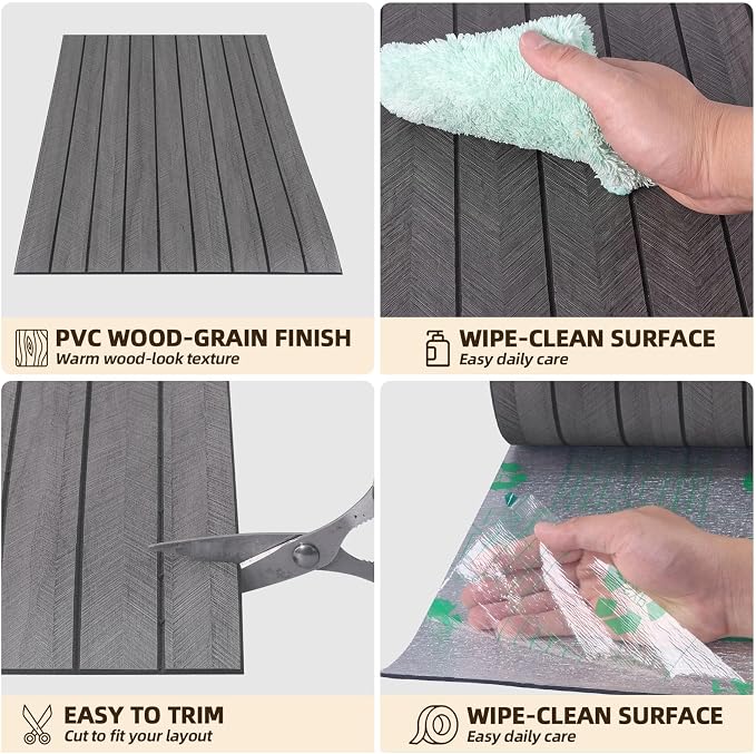 Peel and Stick Wood Slat Wall Panels, Dark Gray, 118 x 15.7 in | 3D Fluted, PVC Paneling for Accent Wall, Ceiling, Living Room, Office, Bedroom - Image 6