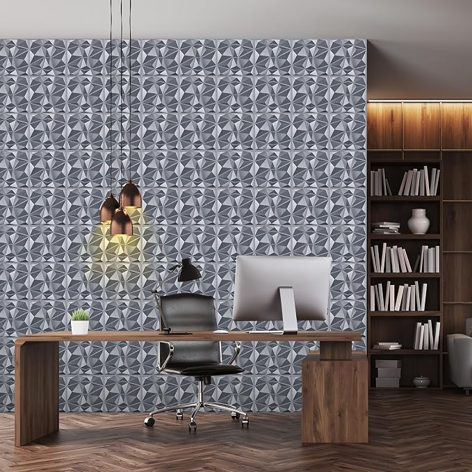 Heikki 30 Pack 3D Wall Panel for Interior Wall Décor, PVC Flower Textured Wall Panels for Living Room Bedroom Hotel Office, 11.8"x11.8", Double-Sided Tape (Gray-XLZ) - Image 6