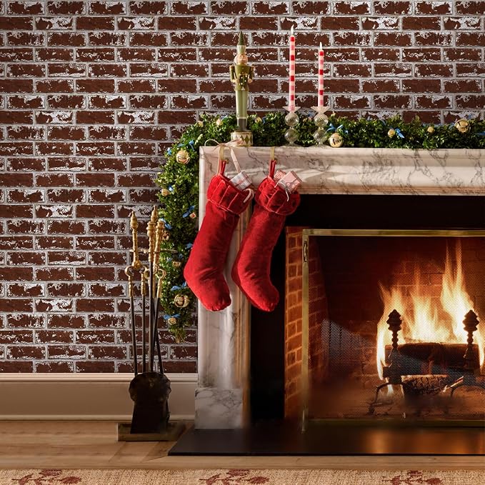 3D Faux Brick Wall Panels Peel and Stick, Designed for Quick DIY | Christmas Red, 10 Pcs 11.8" x 11.8", Small Brick-Look, PVC Fake Brick Wall Covering for Wall Renovation, Cover 9.7 sq ft - Image 9