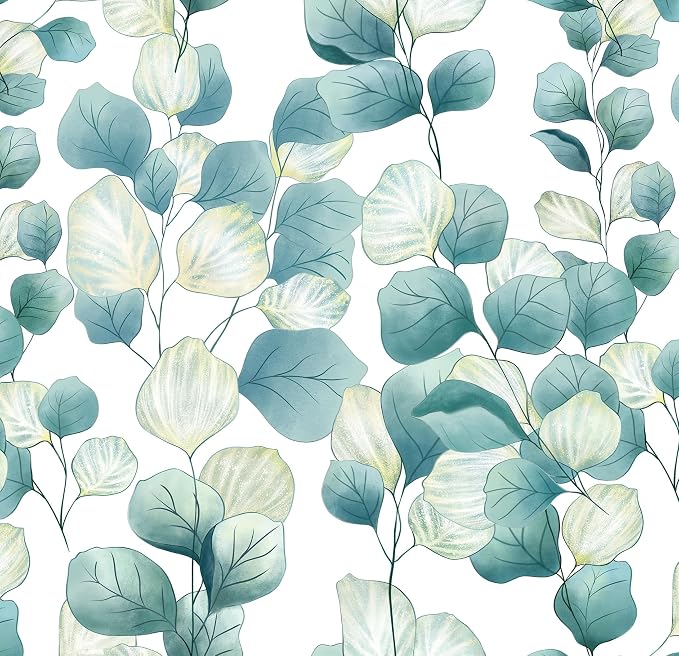 Timeet Peel and Stick Wallpaper Boho Leaf Contact Paper Removable Self Adhesive Vinyl Wall Paper Green and White Wall Mural Decoral for Cabinets and Drawers Countertops Waterproof 17.7"x 78.7" by Timeet