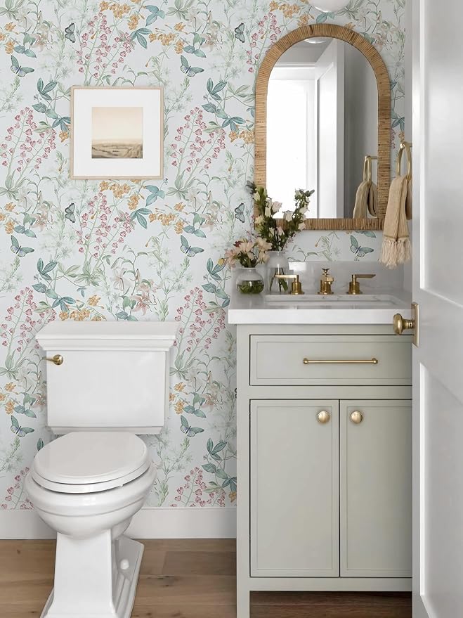Dimoon 385"x17.3" Floral Wallpaper Peel and Stick Wallpaper Blue reen Boho Contact Paper Botanical Wildflower Morden Cottage Renter riendly Bathroom Boho Flower Kitchen Self dhesive Vinyl Roll - Image 7