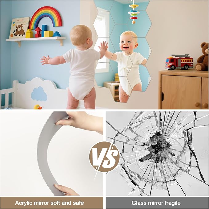 Hexagon Self Adhesive Peel and Stick Stick on Acrylic Mirror for Wall - Image 4