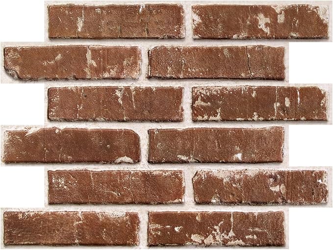 3D Peel and Stick Faux Brick Wall Panels 15.7" x 11.8" 10-Pack | Retro Brown, Brick-Look Textured Sticker, Thin Lightweight PVC Self Adhesive Wall Tiles for Interior Decor, Cover 12.9 sq ft - Image 9