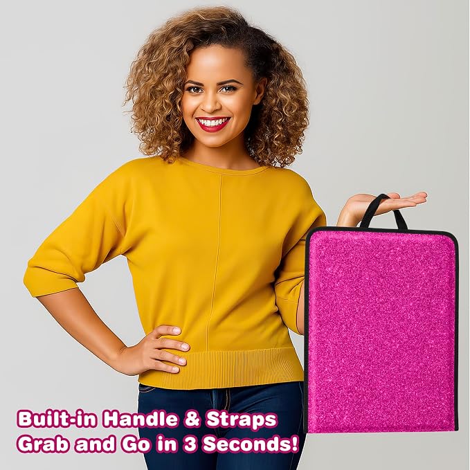 LPHUMEX Sparkle Hot Pink Folding Mirror 13”x33”, Foldable Full-Length Travel Mirror 3-Way Use, Perfect for Dance, Festivals, RV - Image 4