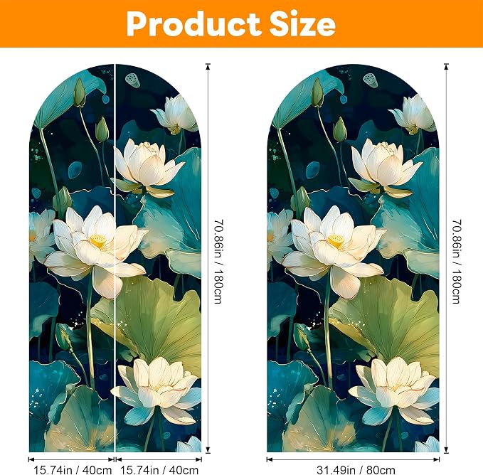 Arch Wall Decals Peel and Stick, Large Wall Stickers, Removable Home Decor Art Wallpaper for Bedroom Living Room, Floral Pattern, 71'' 31.7'' - Image 2