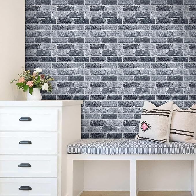 Commomy 3D Faux Brick Peel and Stick 10 pcs 11.8" x 11.8" | Small Size Thin PVC Brick Wall Panels Farmhouse Brick Wallpaper Tile for Kitchen Backsplash,Living Room(Covers 9.7 sq.ft) - Image 7