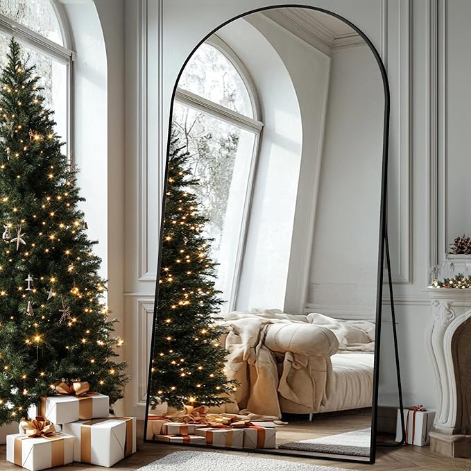 Antok Full Length Mirror, 44"x88" Floor Mirror with Stand, Black, Arched by AntokMirror