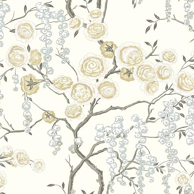 Orainege Peel and Stick Wallpaper Vintage Floral Contact Paper | 17.7in ×393.7in Beige Floral Wallpaper Self Adhesive Removable Wall paper for Bathroom Living Room Decor by Orainege