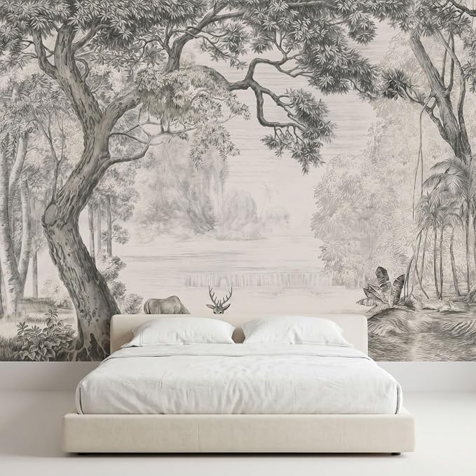 Forest Wallpaper Peel and Stick Woodland Landscape Wall Mural | 137"x96", Self Adhesive Canvas, for Bedroom Living Room Bathroom, Seamless, No overlapping - Image 2