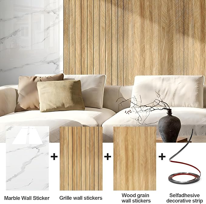 Chejiaye Peel and Stick 3D Wall Panel -15.75"x118"Soundproof Self-Adhesive Wall Sticker, Removable Thick PVC Slat Contact Paper for Kitchen Bedroom,Ceiling Wall Decoration Wood Grain (Dark Brown) - Image 2