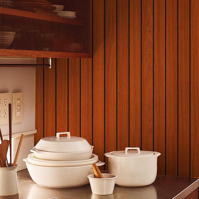 3D Brown Wood Wall Panels Acoustic Slat Wall Paneling 23.62" x 110.24" | Peel and Stick Wood Panels Self Adhesive Flexible Soundproof Wooden Slats for Bedroom Living Room Workshop Wall Decor - Image 7
