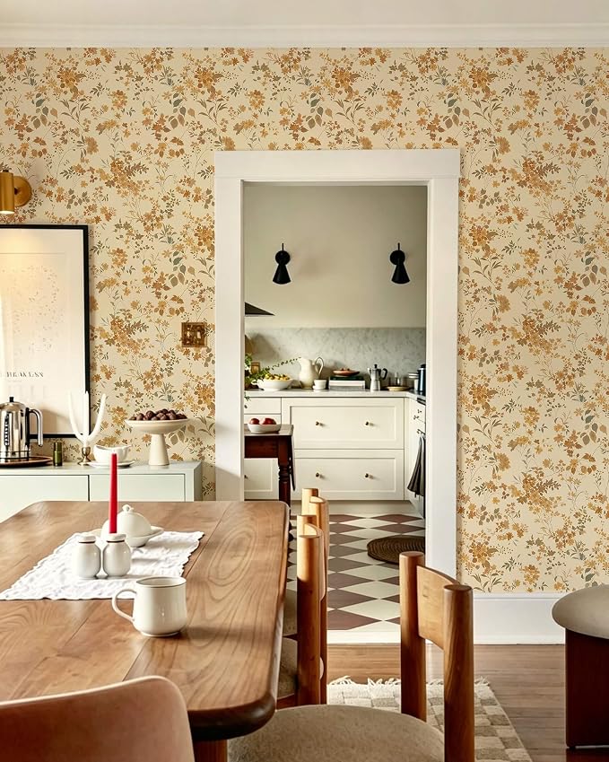 Dimoon Boho Peel and Stick Wallpaper Brown Floral Contact Paper 17.3x78.7in |Neutral Botanical Flower Leaf Renter Friendly Removable Self Adhesive Stick on Wall Paper Decor for Bathroom Bedroom Vinyl - Image 4