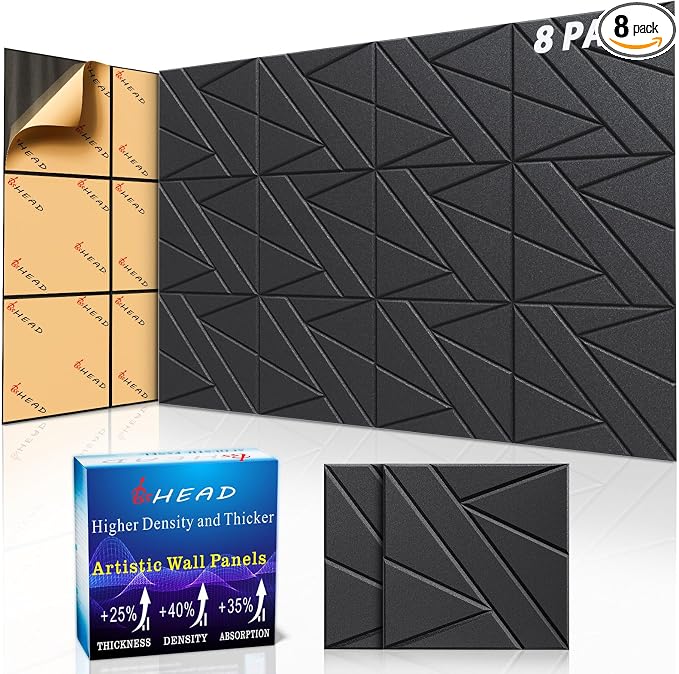 12in Acoustic Panels for Walls, High Density Soundproof Wall Panels | Thicker acoustic panels help reduce echo and enhance room acoustics for studios, gaming rooms, offices and home theaters by Staytunedforournewproduct