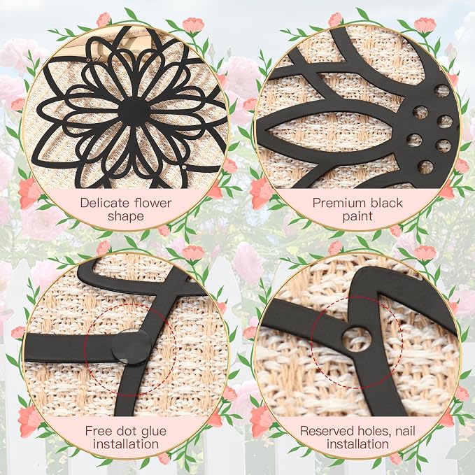 Zzbakress 3 Pcs Metal Flowers Wall Art Bathroom Wall Decor(Black Concise) | Farmhouse Flower Bathroom Decor Wall Decorations For Bathroom, Living Room, Office, Kitchen, Hallway And Outdoor - Image 4