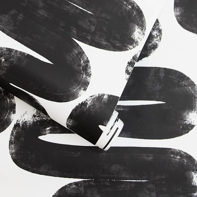 Tempaper x Bobby Berk White & Black Wiggle Room Removable Peel and Stick Wallpaper, 20.5 in X 33 ft, Made in The USA - Image 4