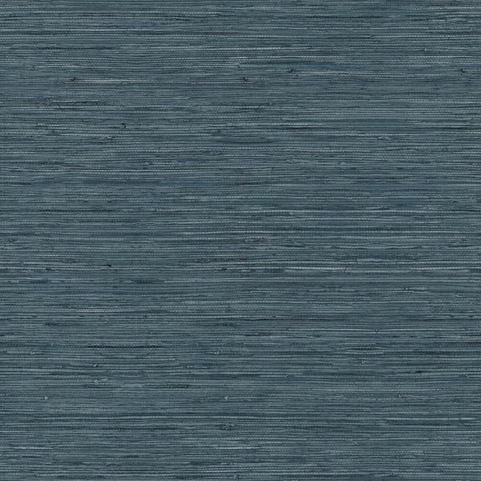 RoomMates RMK11314WP Blue Faux Grasscloth Non-Textured Peel and Stick Wallpaper, 20.5 inches x 16.5 feet by RoomMates