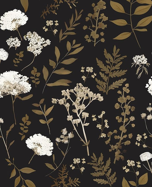 Laatse Vintage Dark Floral Leaf Peel and Stick Wallpaper 17.5"x118" | Self Adhesive/Removable/Waterproof/Thick Vinyl Contact Paper for Bathroom Bedroom Shelf Cabinet Drawer,Prepasted,Easy Peel by Laatse